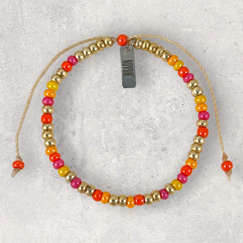 Bohemian Czech Glass Beads Adjustable Waxed Brazilian Cord Bracelet